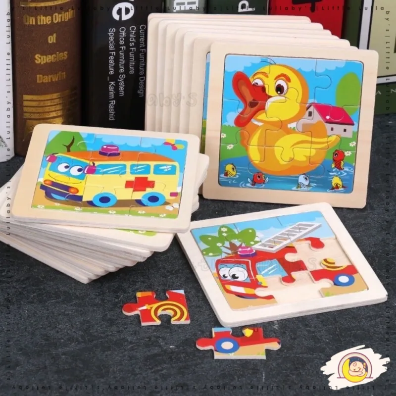 9pcs Kids Jigsaw Wooden Puzzle Early Learning Education Animal Vehicle Transport Insect Sea Animal Mainan Puzzle thumbnail 2