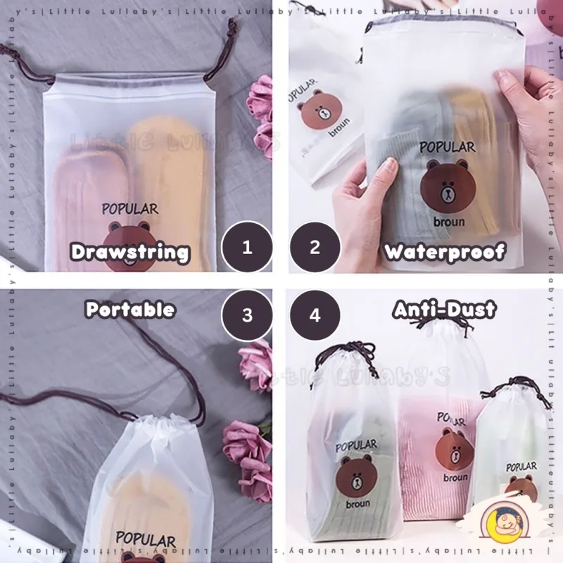 Drawstring Zip Storage Bag Waterproof Stationery Travel Cosmetic Multipurpose Gift Shoe Bag Beg Bertali thumbnail 3