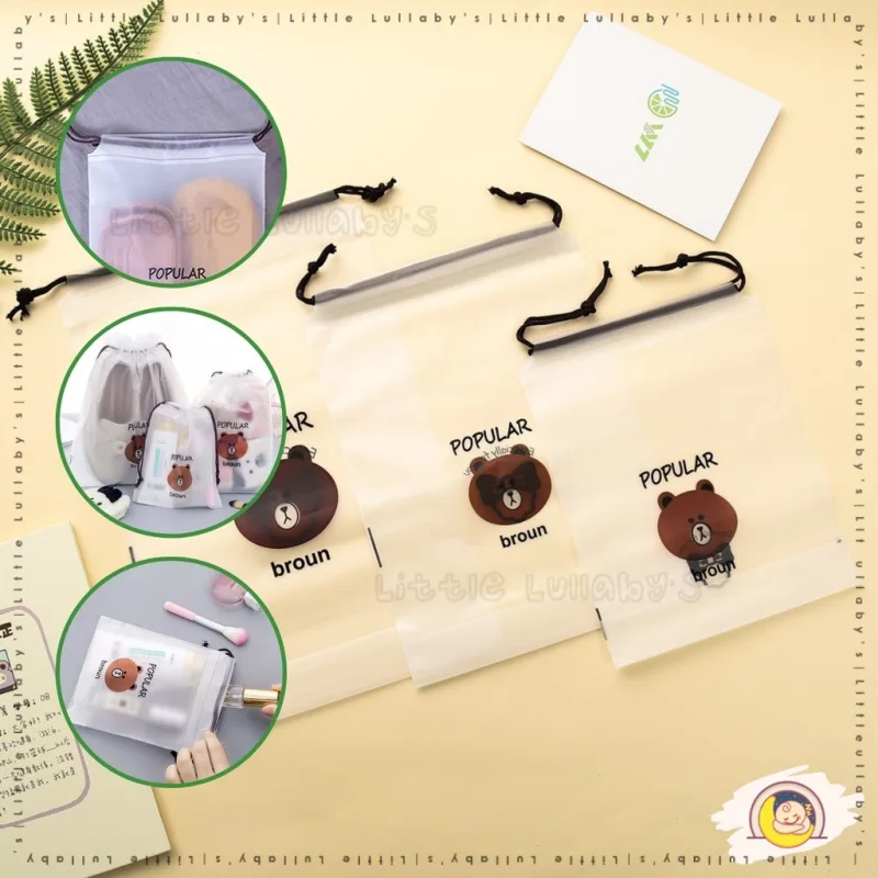 Drawstring Zip Storage Bag Waterproof Stationery Travel Cosmetic Multipurpose Gift Shoe Bag Beg Bertali