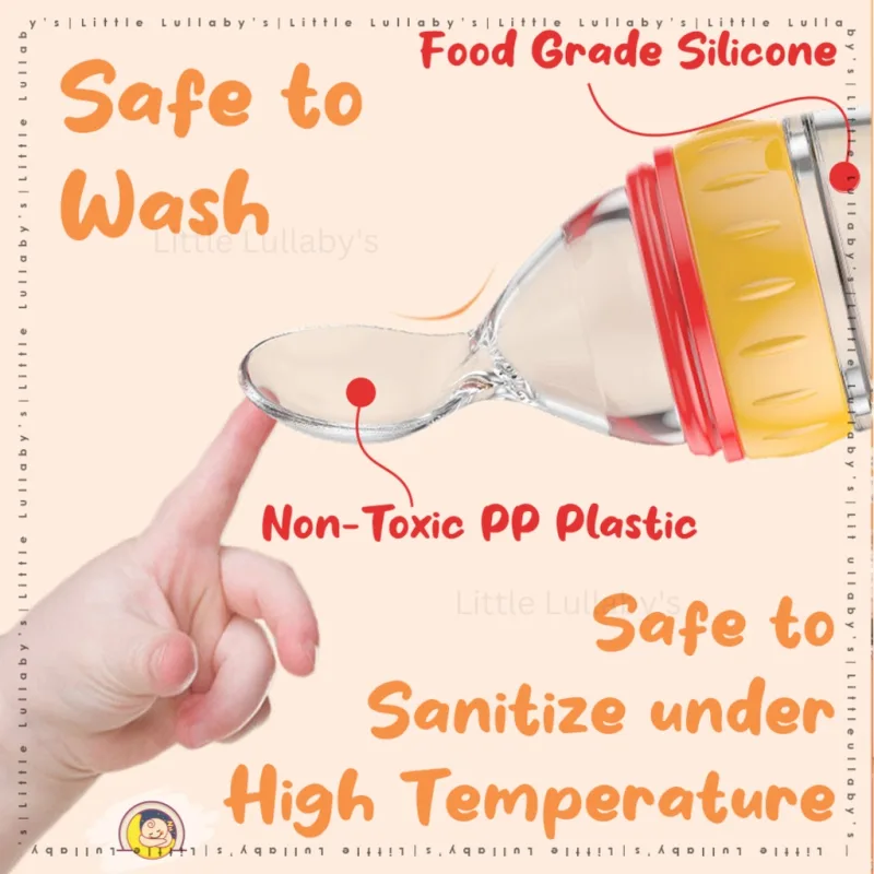 Baby Feeder Spoon Bottle With Cover Case BPA Free Silicone Squeeze Feeding Food Botol Sudu Suap thumbnail 3