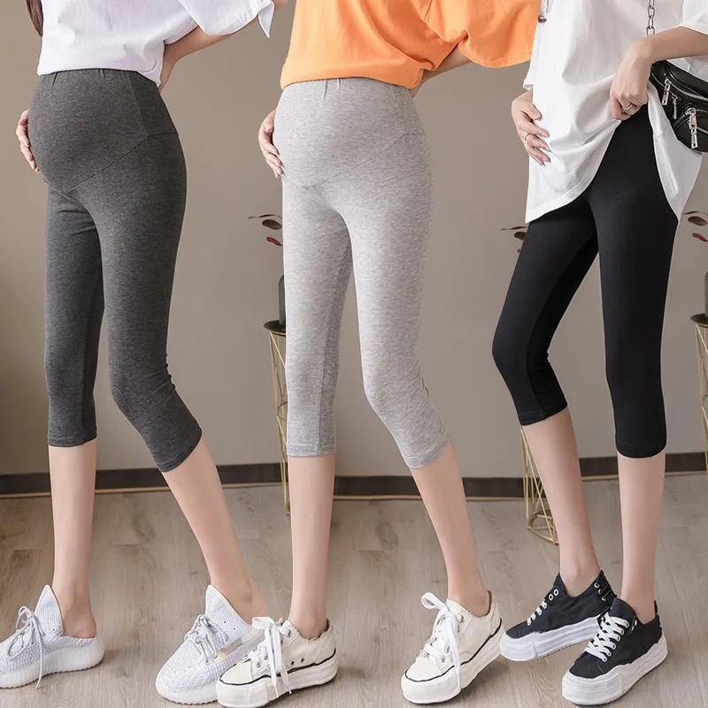 Half Cut Maternity Legging Pregnant Women Pant High Waist Abdomen Support Trousers Seluar Bersalin thumbnail 2