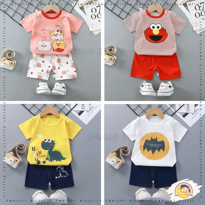 Unisex Kids Short Sleeve Clothes Set ootd baby boy Baju Seluar Kanak Lengan Pendek thumbnail 2