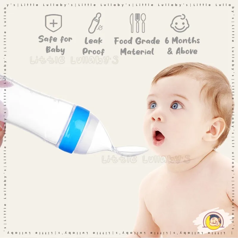 Baby Feeder Spoon Bottle With Suction Cup BPA Free Silicone Squeeze Feeding Food Botol Sudu Suap thumbnail 2
