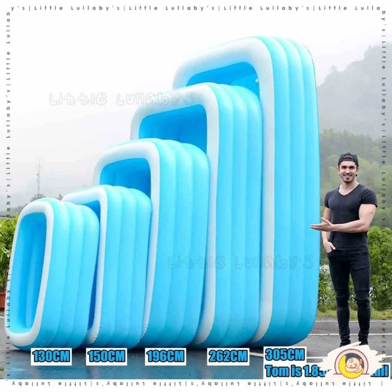 Inflatable Swimming Pool kolam mandi budak 285cm 255cm 150cm 3 Ring Kids Baby Family Electric thumbnail 5