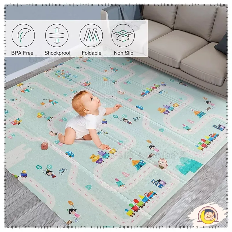 Baby Playmat Crawl Carpet Floor Mats Play Mat Large Foldable Waterproof Playmats Tikar Merangkak thumbnail 2