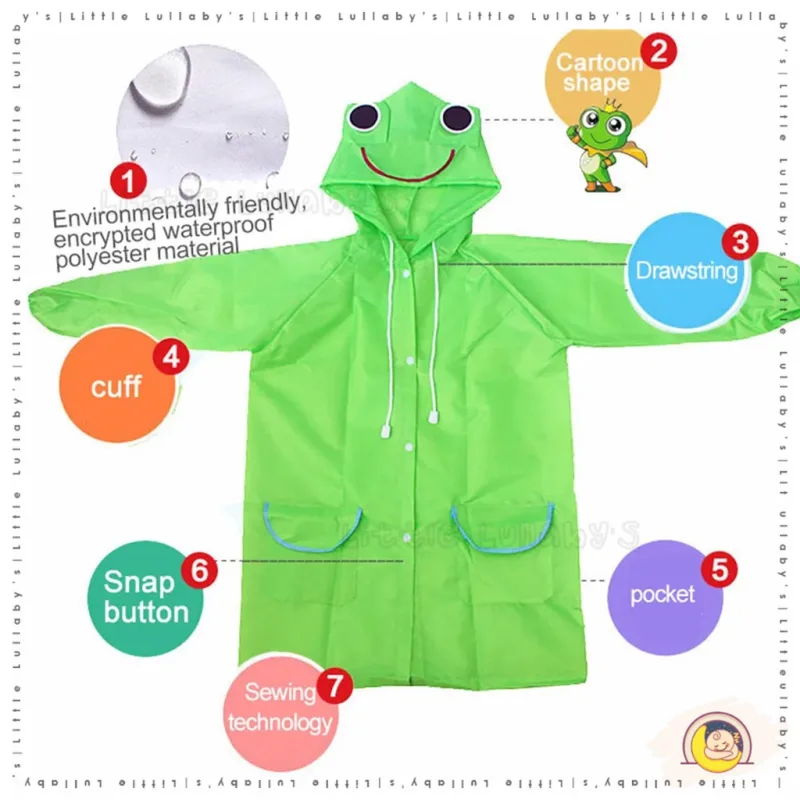 Kids Raincoat Baju Hujan Budak Kids Child Children Rain Coat Outdoor Angin Comel thumbnail 4