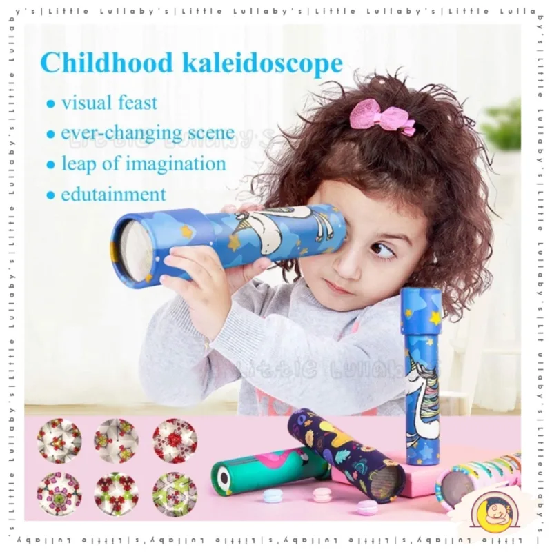 Kaleidoscope Mainan Early Learning Educational Toys Mirror Rotating Scope Pemandangan Kaca thumbnail 4