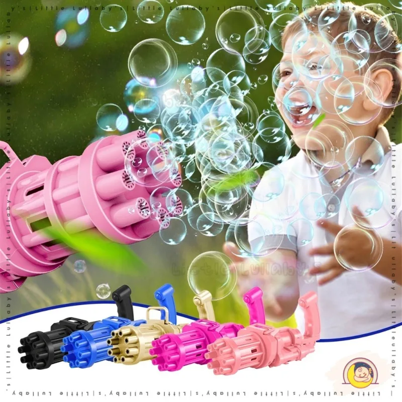 Mainan Bubble Gun 8 Holes Machine Gun Toy Toys Kids Gift Mainan Pistol Buih thumbnail 2