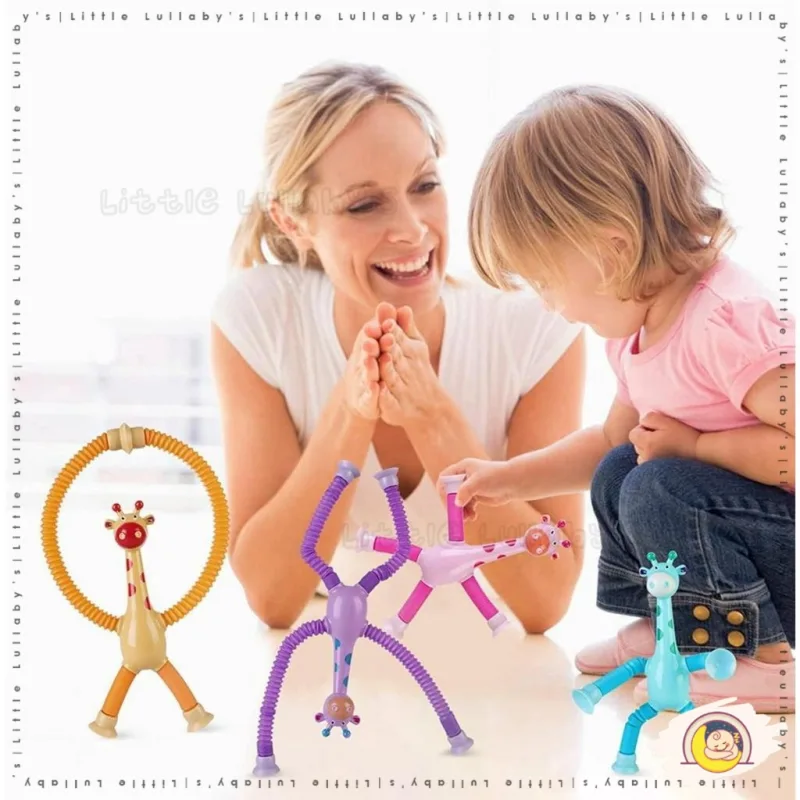 Mainan Stretchable giraffe toys Developmental Stress Relieving Puzzle Toys Cartoon Suction Cups thumbnail 2