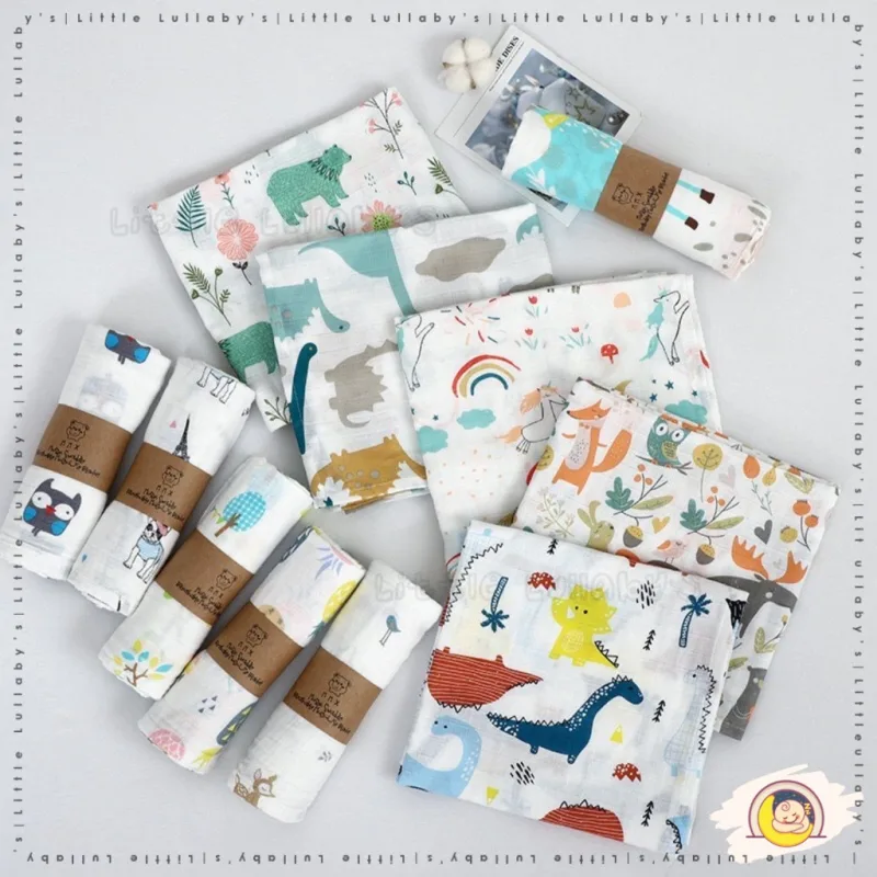 120CM Baby Muslin Swaddle Blanket Swaddle Reusable Wearable Swaddle Wrapper Kain Bendung thumbnail 2