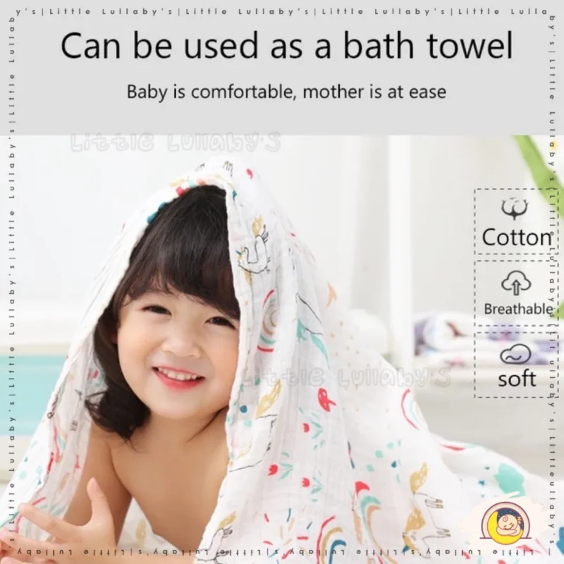 120CM Baby Muslin Swaddle Blanket Swaddle Reusable Wearable Swaddle Wrapper Kain Bendung thumbnail 4