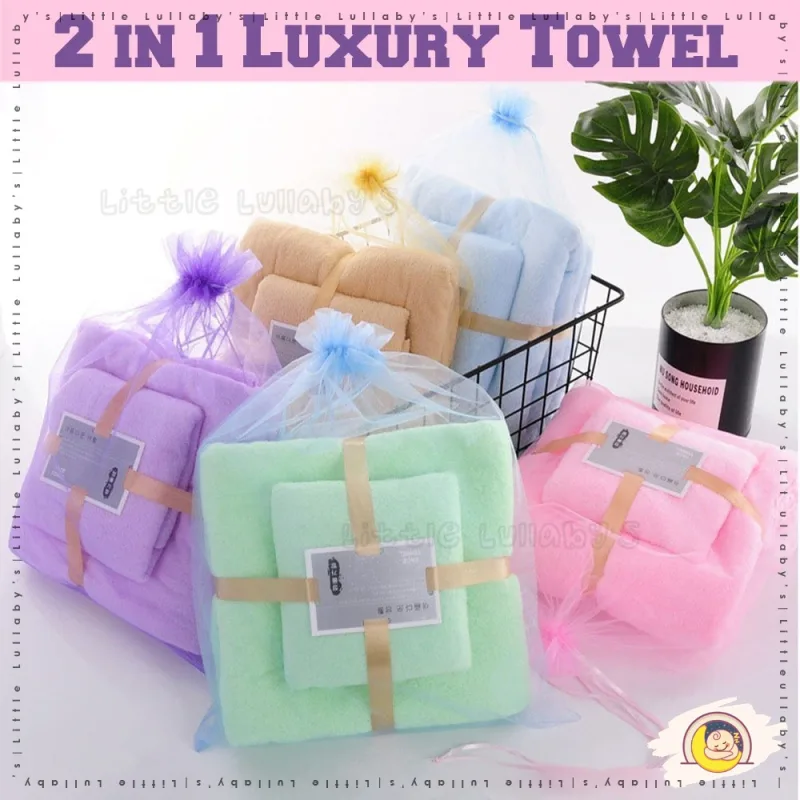 2 in 1 Luxury Super Large Towel Bath High Absorbent Microfiber Soft Set Tuala Mandi Muka 21 thumbnail 2