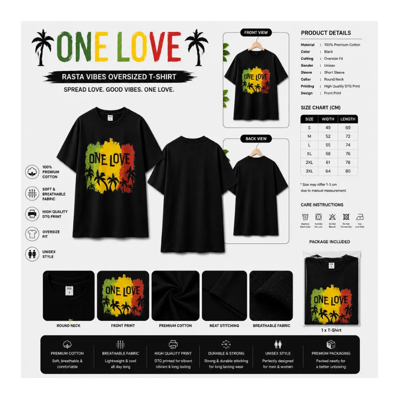 One Love Rasta Oversized T-Shirt