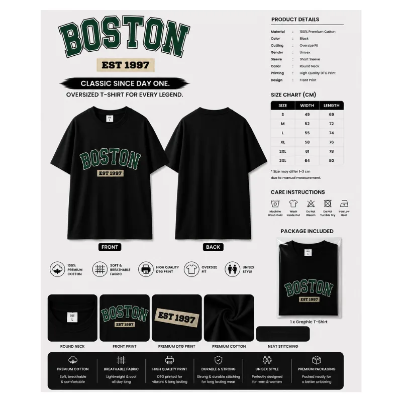 Boston EST 1997 Oversized T-Shirt