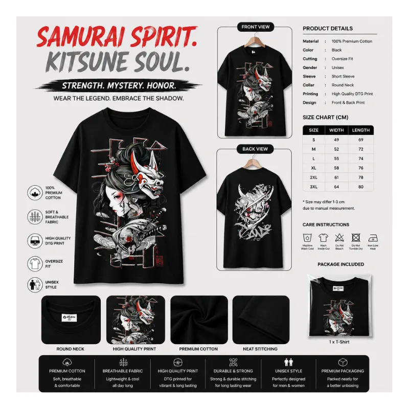 Samurai Spirit Kitsune Soul Oversize T-Shirt