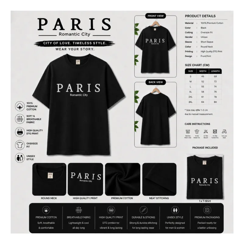 PARIS Romantic City Oversize T-Shirt