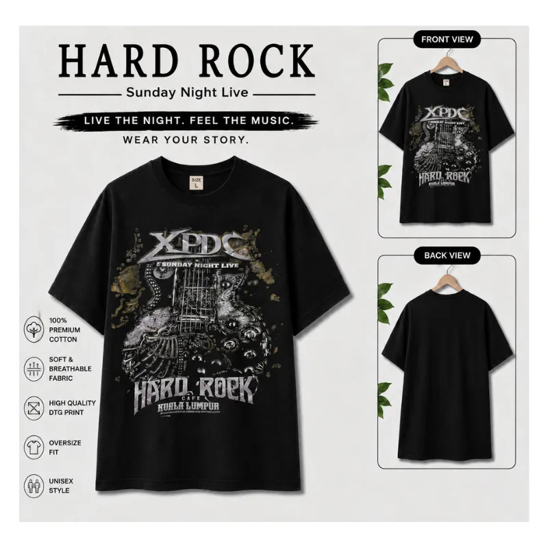 XPDC Hard Rock Graphic Oversized T-Shirt