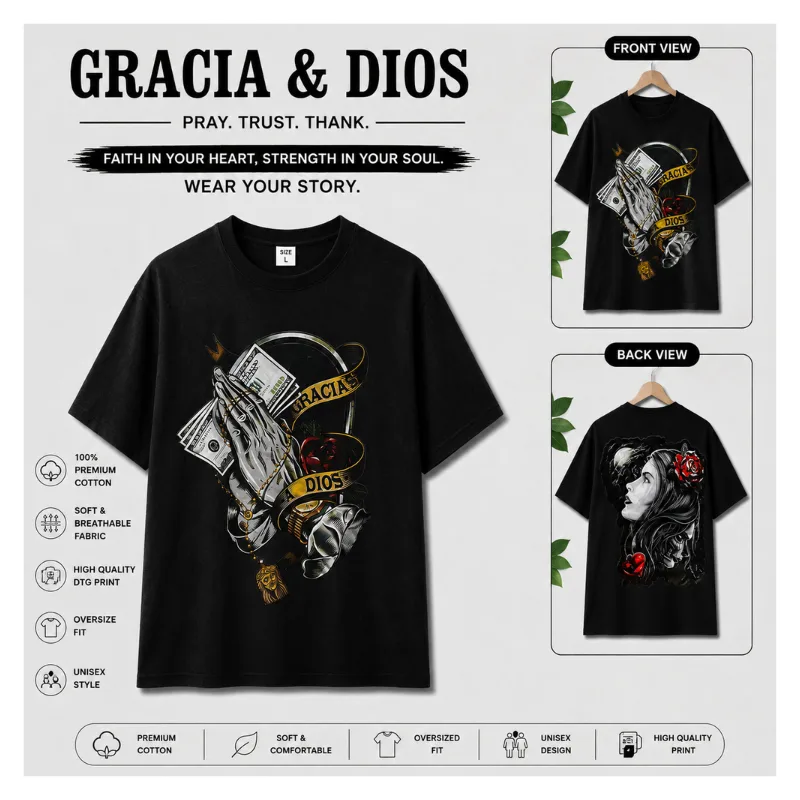 Gracia Dios Graphic Oversized T-Shirt