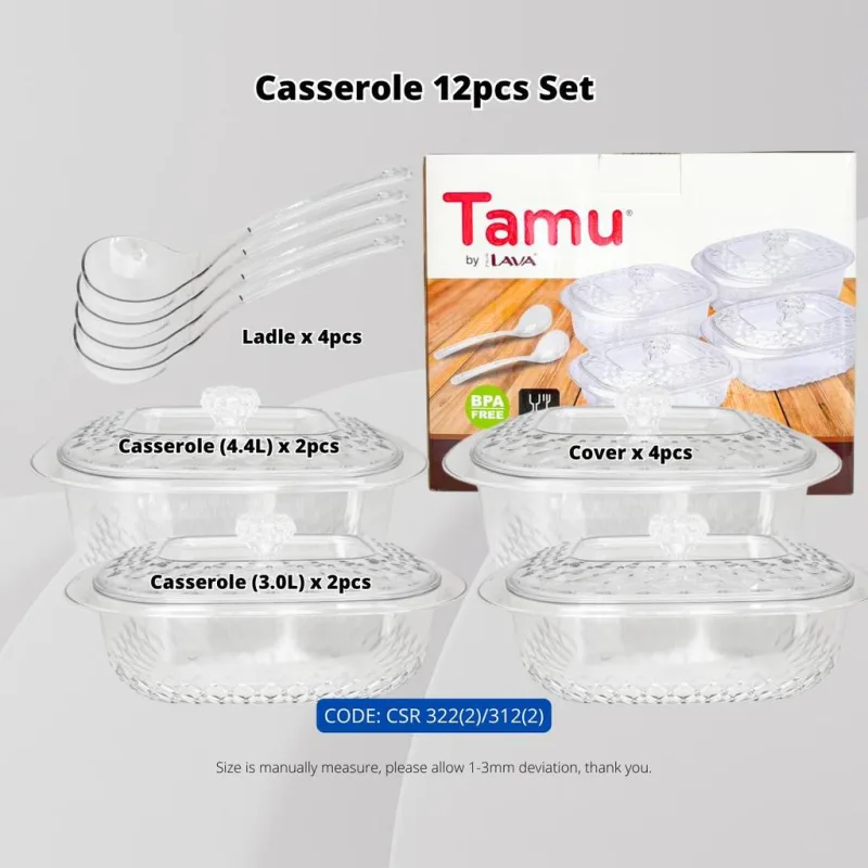 YU x Lava Tamu 4 Set Premium Diamond Casserole with Spoon / Kenduri Set dengan senduk / Bekas Hidangan / Bekas Raya thumbnail 5