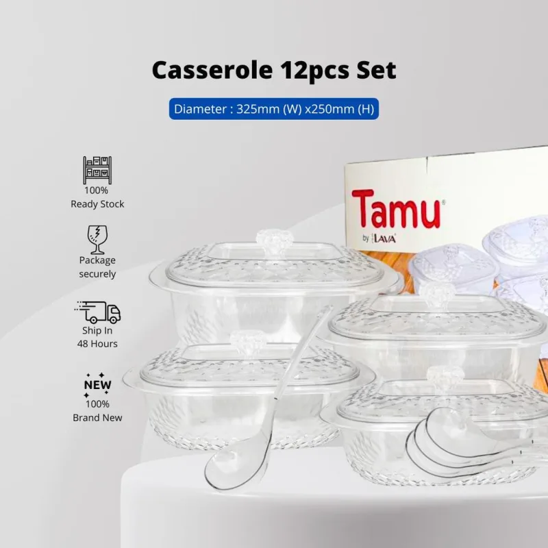 YU x Lava Tamu 4 Set Premium Diamond Casserole with Spoon / Kenduri Set dengan senduk / Bekas Hidangan / Bekas Raya thumbnail 2
