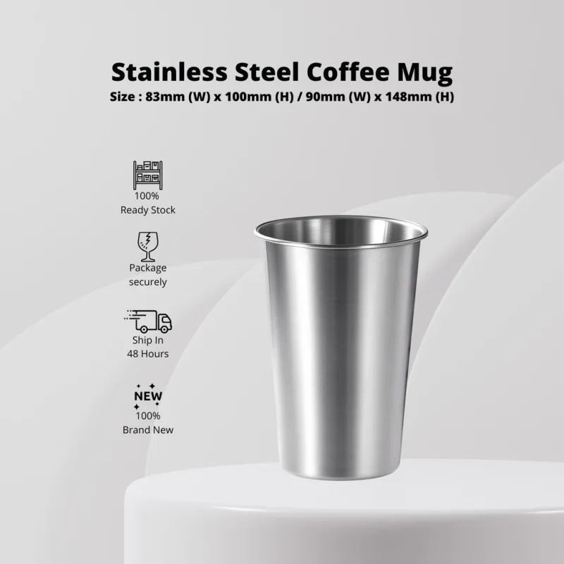 YU Online - 304 Stainless Steel Coffee Mug Cup 350ml / 500ml / 600ml | Durable Drinking Tumbler for Hot & Cold Beverages thumbnail 2