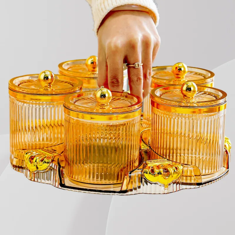YU Online - 6Pcs Akrilik Bekas Raya Berpusing Kedap Udara / Air-Tight Acrylic Rotatable Compartments Containers thumbnail 4