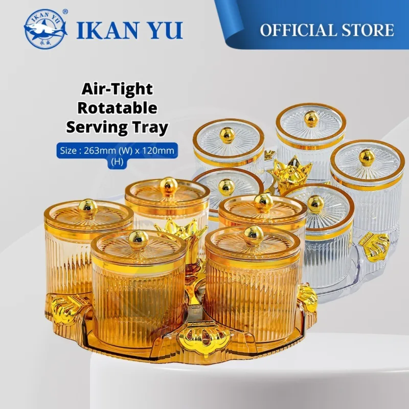 YU Online - 6Pcs Akrilik Bekas Raya Berpusing Kedap Udara / Air-Tight Acrylic Rotatable Compartments Containers