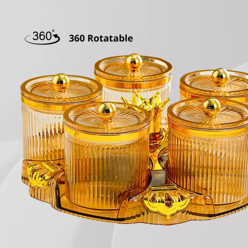 YU Online - 6Pcs Akrilik Bekas Raya Berpusing Kedap Udara / Air-Tight Acrylic Rotatable Compartments Containers thumbnail 3