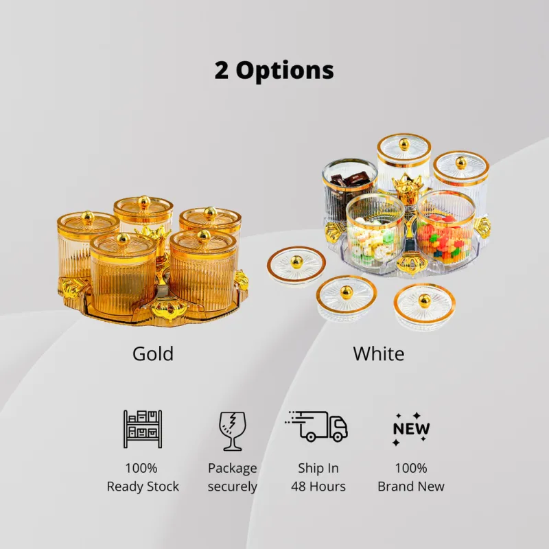 YU Online - 6Pcs Akrilik Bekas Raya Berpusing Kedap Udara / Air-Tight Acrylic Rotatable Compartments Containers thumbnail 2