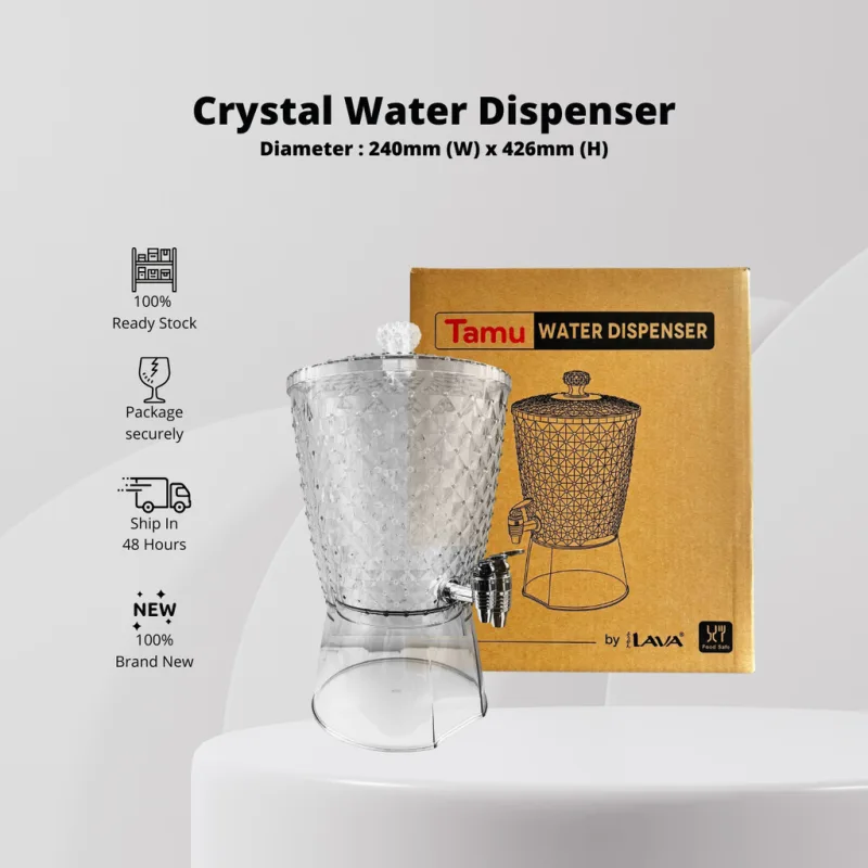 YU Online - Dispenser Air Kristal Akrilik dengan Tapak / Crystal Water Dispenser with stand / Bekas Air acrylic 7.6L thumbnail 2