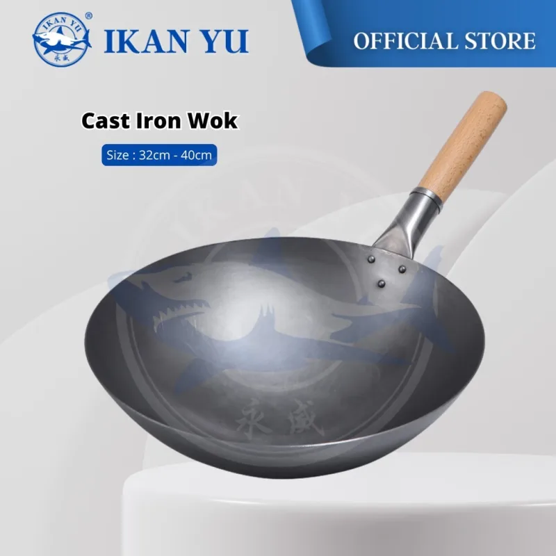 YU Online - Kuali Besi Bertangkai / High Quality Cast Iron Wok / Kuali Restaurant / Steel Wok / Metal Wok