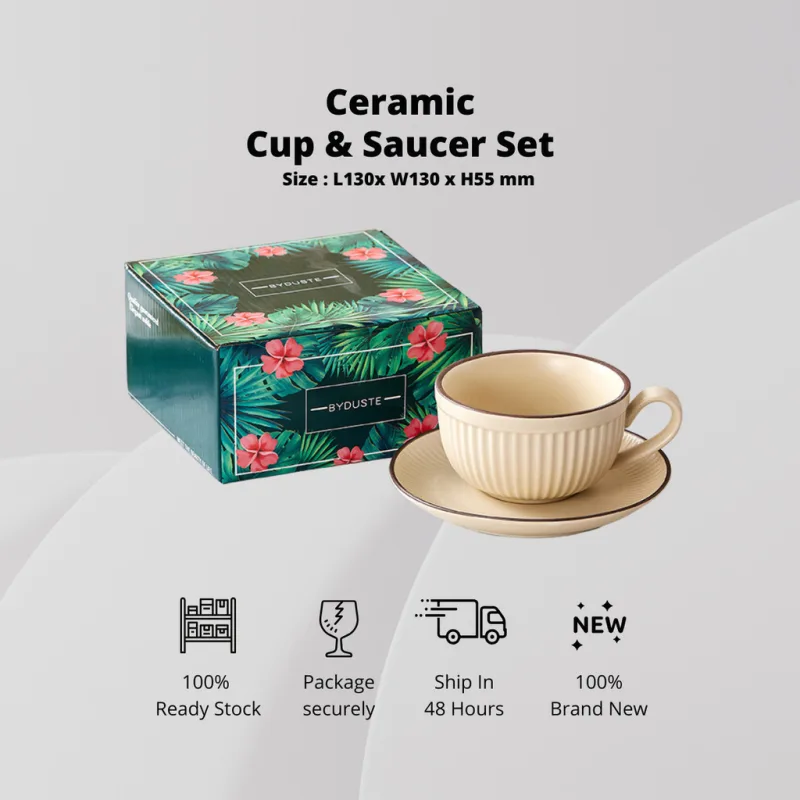 YU Online - Cawan kopi dan piring gaya Eropah / European Thick Coffee cup with saucer thumbnail 2