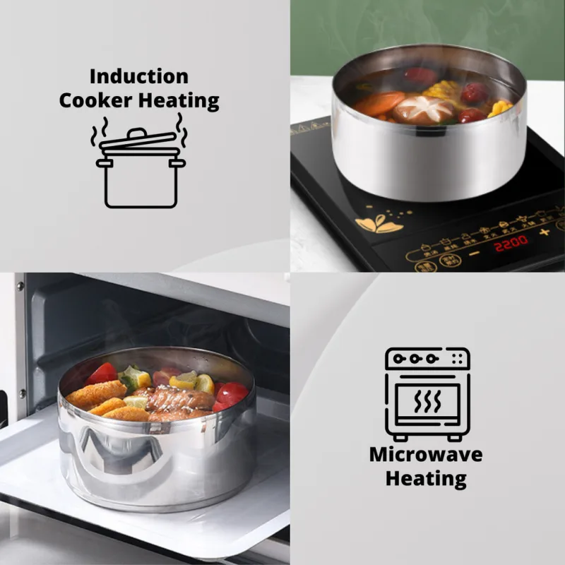 YU Online - Bekas Makanan Bertingkat Tebal Tahan Karat / Thick Stainless Steel Food Carrier / Tiffin Carrier / Lunch Box thumbnail 5