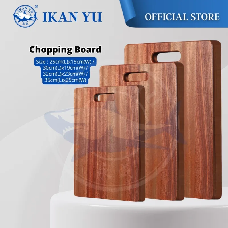 YU Online - Papan Pemotong Kayu Empat Segi Tahan Kulat / Rectangle Wooden Chopping Board With Handle / Cutting Board