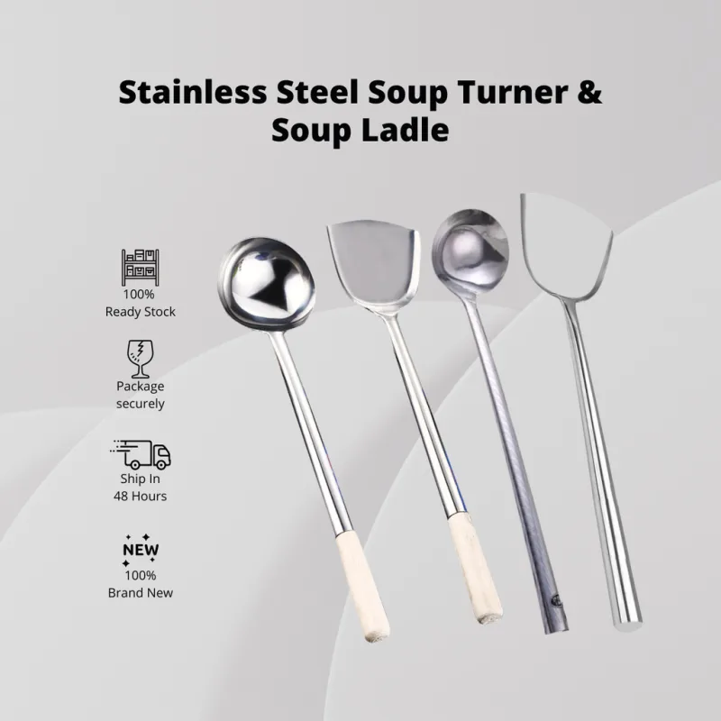 Yu Online - Senduk dan Sodek / Stainless Steel Soup Ladle With Wood Handle / Turner With Wood Handle / Spatulas / Sudih thumbnail 2