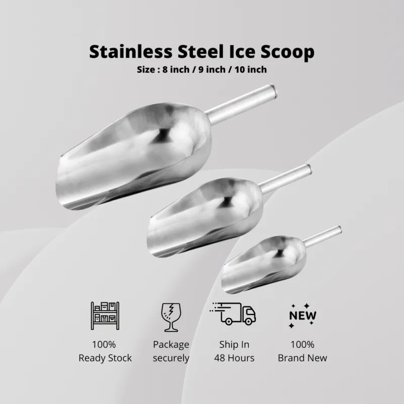 YU Online - Penyodok Ais Batu Tahan Karat / Stainless Steel Ice Scoop / Scoopers / Shovel Ais Cube / Senduk Ais batu thumbnail 2