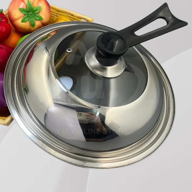 YU Online - Penutup Kuali Keluli Tahan Karat / Stainless Steel Wok Cover / Wok Lid / Pan Cover / Glass Wok Cover thumbnail 3