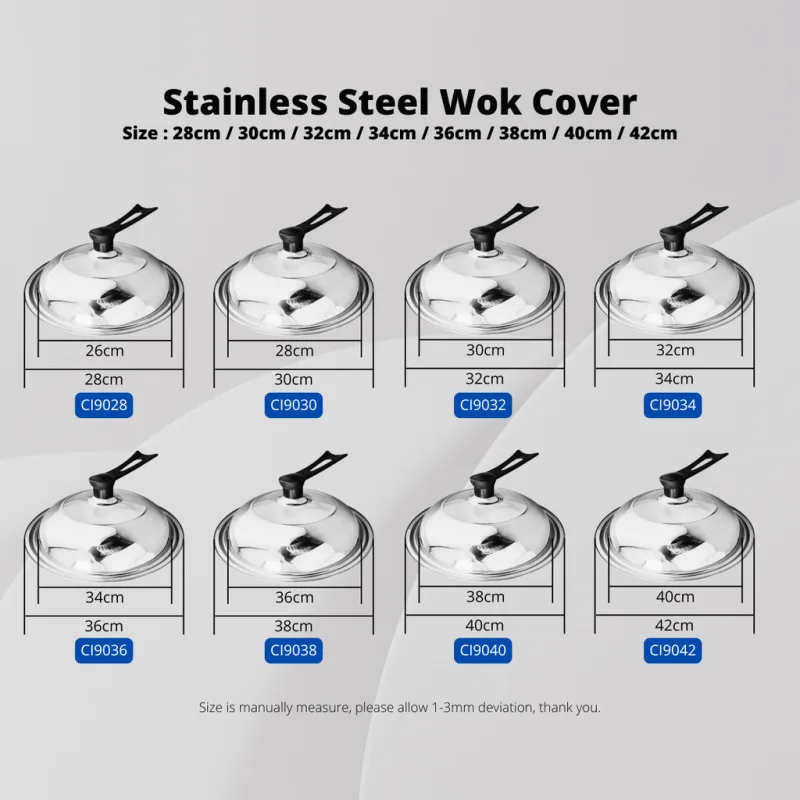 YU Online - Penutup Kuali Keluli Tahan Karat / Stainless Steel Wok Cover / Wok Lid / Pan Cover / Glass Wok Cover thumbnail 5