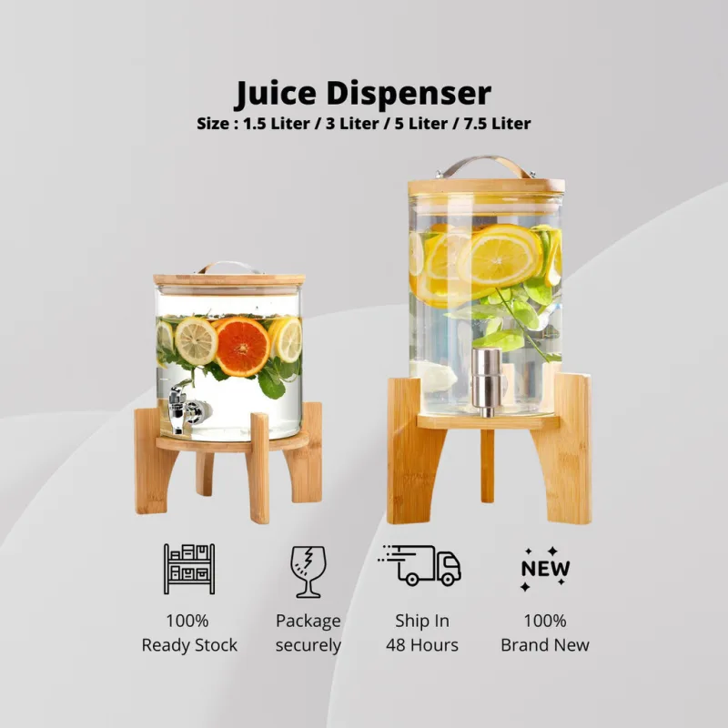 🔥OFFER🔥YU - Dispenser Air Kaca / Cold Hot Glass Beverage Dispenser / Water Dispenser / Juice Dispenser / Tea Bucket thumbnail 2