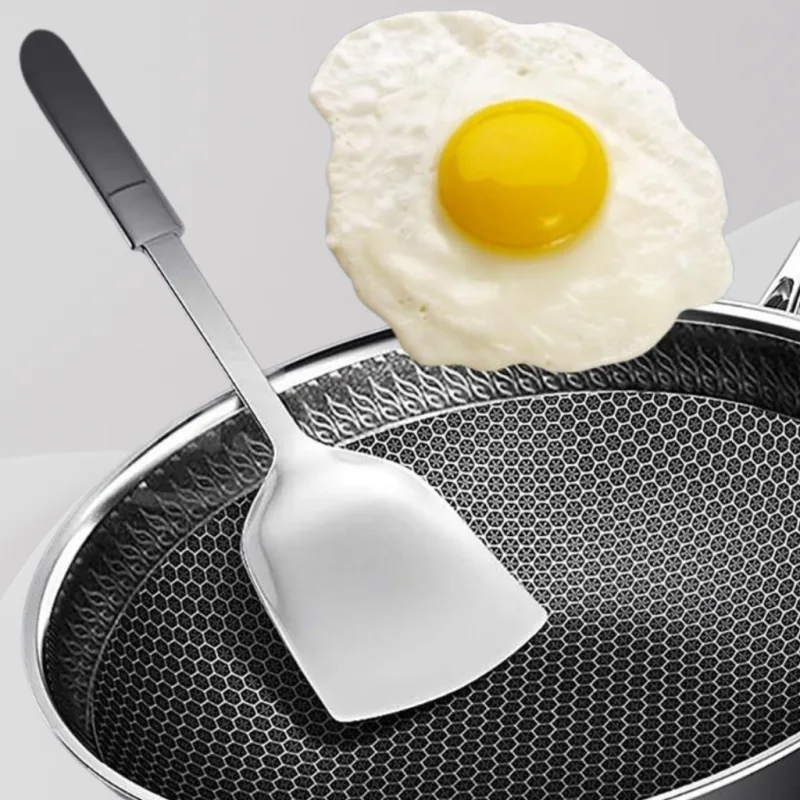 YU Ready Stock Stainless Steel Wok with Lid /Nonstick Skillet / Saucepan / Honeycomb Non stick Pan Wok / Induction Cook thumbnail 3