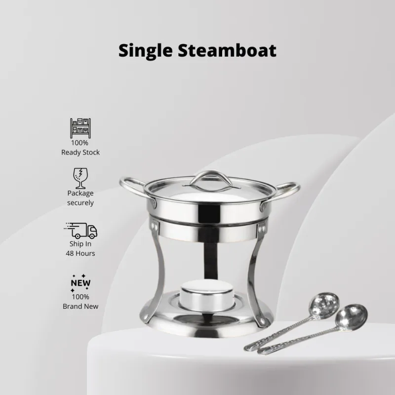 YU Online - Periuk Steamboat Tahan Karat Mini / Stainless Steel Single Hot Pot Steamboat with Anti-Scald Handle Durable thumbnail 2