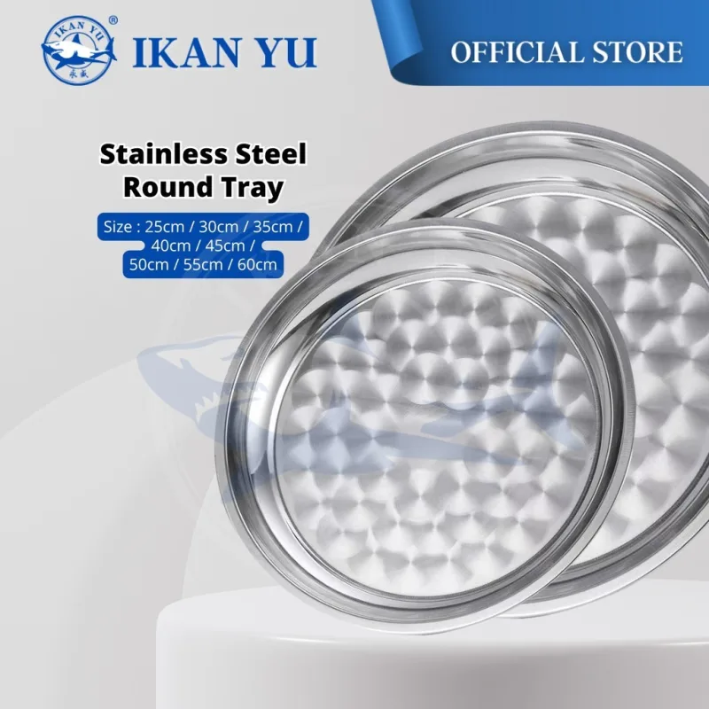 YU Online - Dulang Bulat Keluli Tahan Karat Tebal / HIGH QUALITY Stainless Steel Round Tray / Talam / 高级不锈钢圆型托盘