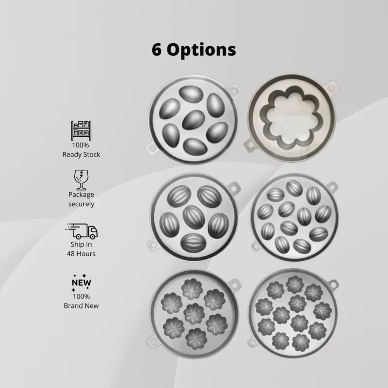 YU Online - Acuan Kuih Bahulu / Bahulu Mould Aluminium Bulat Besar Kecil / Bunga Cermai / Belimbing / Telur / Kemboja thumbnail 2