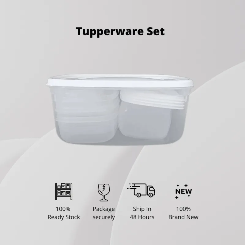 YU Online - Mware 13in1 Set Bekas Kedap Udara / Air Tight Freezermate Tupperware Food Storage Box with white cover thumbnail 2