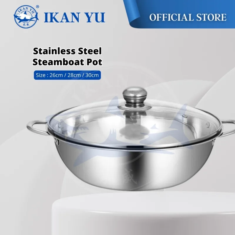 YU Online - Periuk Steamboat Keluli Tahan Karat / Stainless Steel Double Handle Steamboat Pot / Hot Pot / Soup Pot / 盆菜