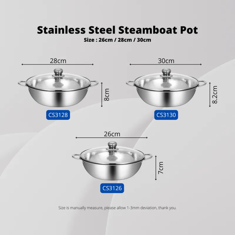 YU Online - Periuk Steamboat Keluli Tahan Karat / Stainless Steel Double Handle Steamboat Pot / Hot Pot / Soup Pot / 盆菜 thumbnail 4
