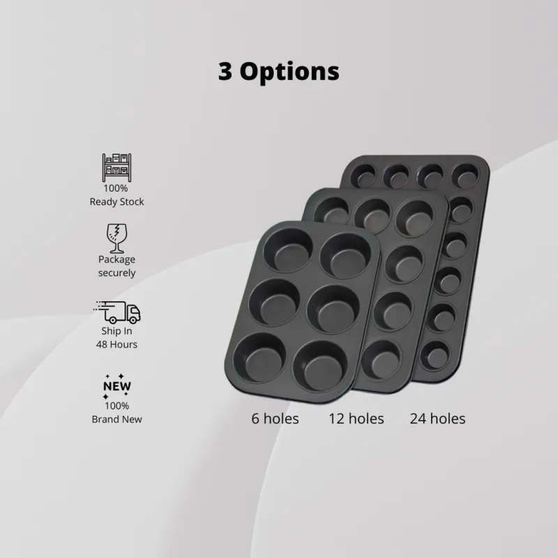 YU Online - Bekas Acuan kek muffin / muffin Bakeware Cake Mould 6/12Hole Non-Stick / Muffin Cookie Cupcake thumbnail 2