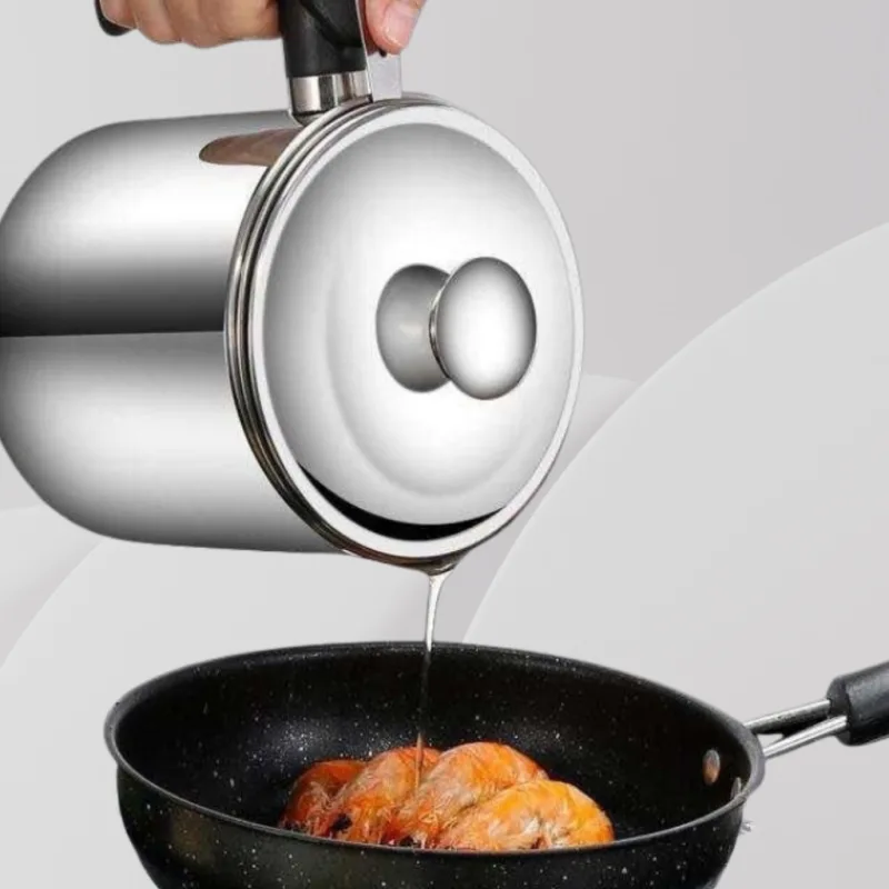 YU Onine - Cawan Penapis Minyak Tahan Karat / Stainless Steel Oil Pot Filter / Oil Storage Grease Keeper / Oil Mug thumbnail 3