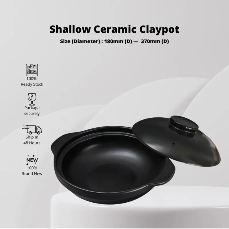 YU Premium - Periuk Tanah Hitam tahan panas 800℃ / Clay Pot Heat Resistant 800℃ / Clay Cooking Pot / Casserole cookware thumbnail 2