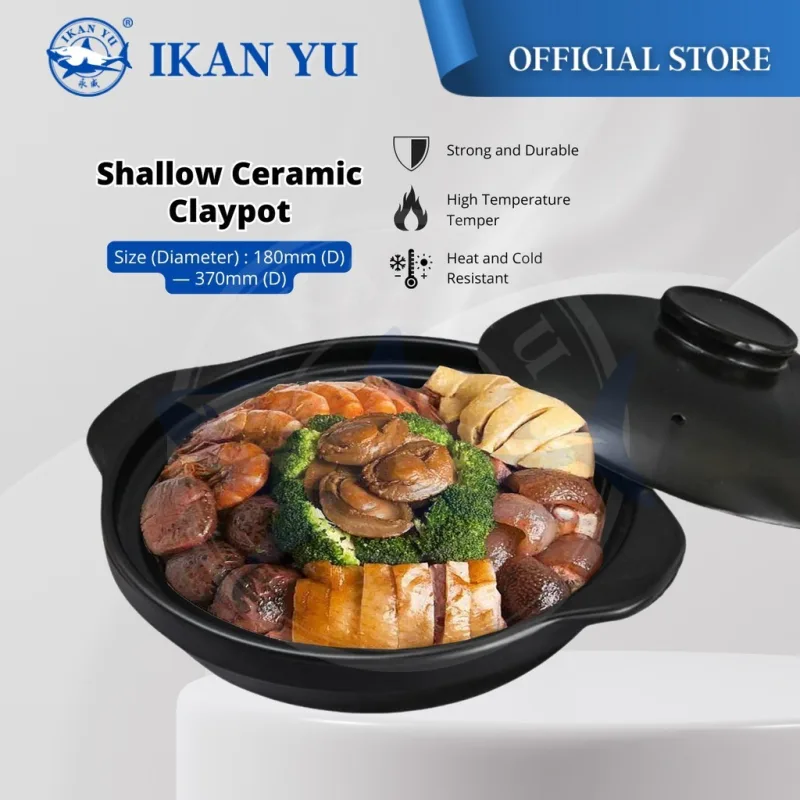 YU Premium - Periuk Tanah Hitam tahan panas 800℃ / Clay Pot Heat Resistant 800℃ / Clay Cooking Pot / Casserole cookware